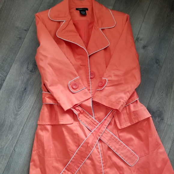 Tangerine Knee Length Jacket w/Belt - Picture 2 of 3